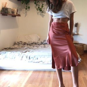 Rust Silky Bias Skirt